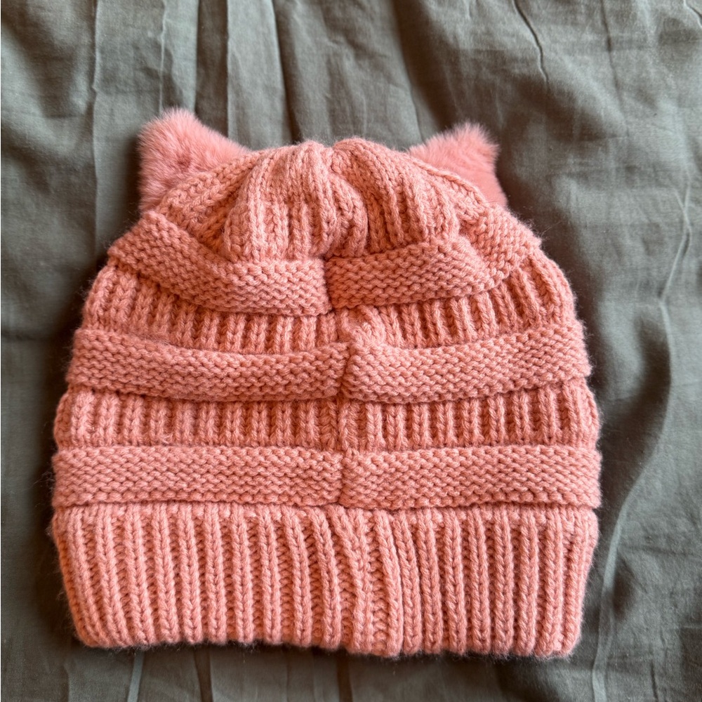 David and Young Pink Gold Cat Ear Beanie - Picture 2 of 4